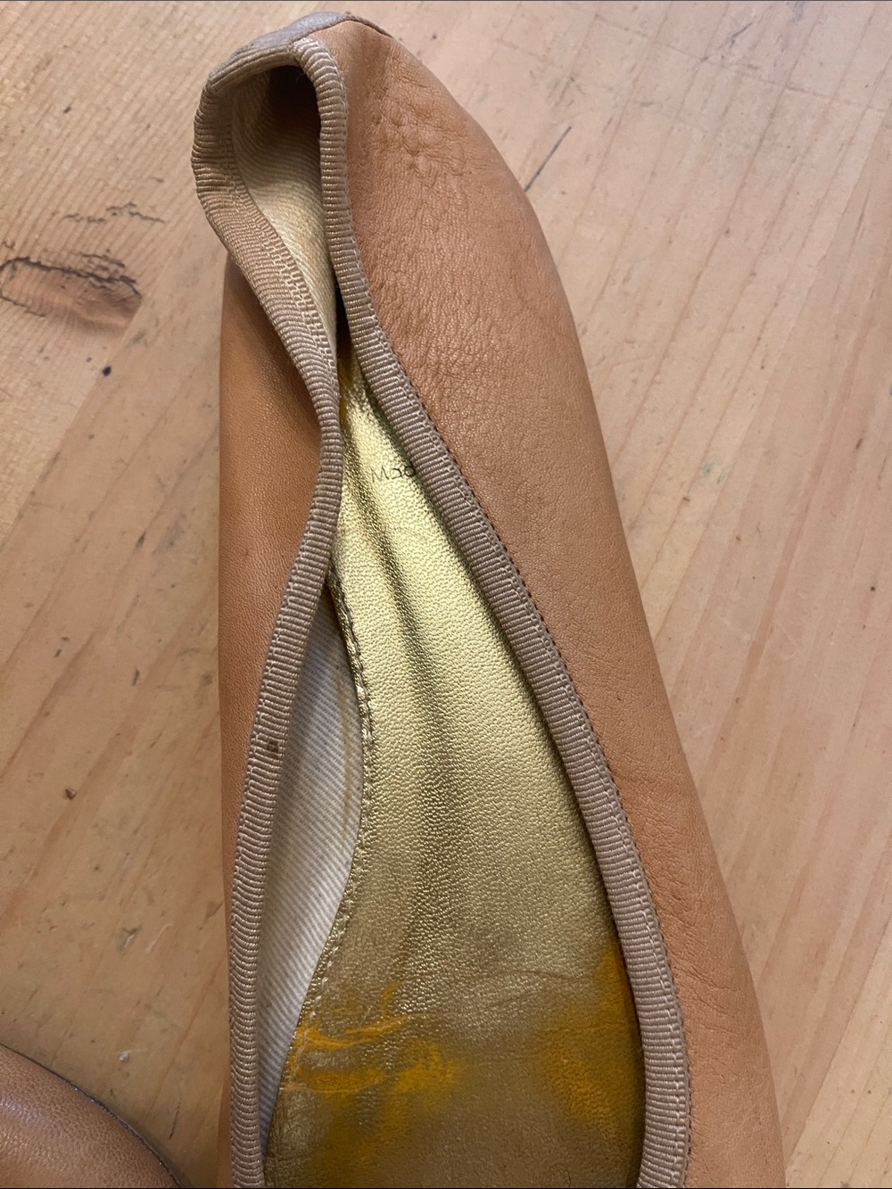 J. Crew Leather Ballet Flats in Camel with Gold Insole - Picture 5 of 6
